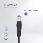 Кабель питания ACCLAB USB-DC5 5х2 9V 1A 1m Black (1283126552830)