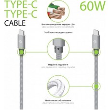 Кабель Intaleo CBGNYTT1 Type-C-Type-C 1m 60W 3A Grey (1283126559501)