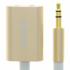 Адаптер Remax RL-S20 Sharing AUX 3.5мм-3.5мм miniJack (2*F-M) Gold (2000700007109)