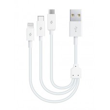 Кабель Ttec (2DK13) 3в1 Trio USB-Lightning-microUSB-Type-C 2.1A 0.3m White Кабель Ttec (2DK13) 3в1 Trio USB-Lightning-microUSB-Type-C 2.1A 0.3m White