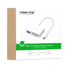 Адаптер Ugreen MM123 Type-C-HDMI-VGA 4K 30Hz White (30843)