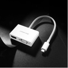 Адаптер Ugreen MM123 Type-C-HDMI-VGA 4K 30Hz White (30843)