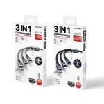 Кабель WK WDC-119 Fython 3в1 USB-Lightning-МicroUSB-Type-C 1.2m Black (6941027613702)