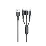 Кабель WK WDC-137 Upine Series 3в1 Lightning-МicroUSB-Type-C 1.2m Black (6941027616284)
