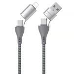 Кабель WK WDC-112 4в1 USB-Type-C-Lightning 1m Silver (6941027619254)