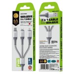 Кабель WK WDC-170 Raython 3в1 USB-Lightning-МicroUSB-Type-C 6A 1.2m Black (6941027631980)
