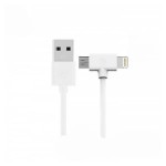 Кабель WK WDC-008 Axe 2в1 USB-Lightning-microUSB 1m White (6970349287292)