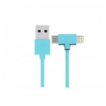 Кабель WK WDC-008 Axe 2в1 USB-Lightning-microUSB 1m Blue (6970349287308)