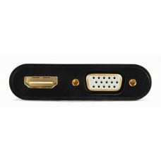 Адаптер Cablexpert HDMI-HDMI-VGA Аудио 3.5мм 0.15m (A-HDMIM-HDMIFVGAF-01)