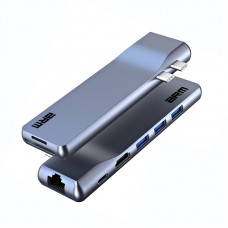 USB HUB ArmorStandart For MacBook M-Series Type-C-HDMI-RJ45-USB-SD 3USB Gray (ARM69367)