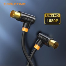 Кабель Coaxial Cabletime антенний 3m Г-образный 90 градусов Male to Female 75OHM Black (CF34N)