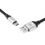 Кабель REAL-EL Premium Leather USB-Type-C 1m 3A Black (EL123500049)