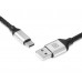 Кабель REAL-EL Premium Leather USB-Type-C 1m 3A Black (EL123500049)