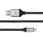 Кабель REAL-EL Premium Leather USB-Type-C 1m 3A Black (EL123500049)