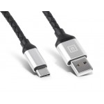 Кабель REAL-EL Premium Leather USB-Type-C 1m 3A Black (EL123500049)