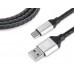 Кабель REAL-EL Premium Leather USB-Type-C 1m 3A Black (EL123500049)