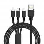 Кабель XoKo SC-330 3в1 USB-Lightning-microUSB-Type-C 1.2m Black (SC-330-BK)
